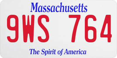 MA license plate 9WS764