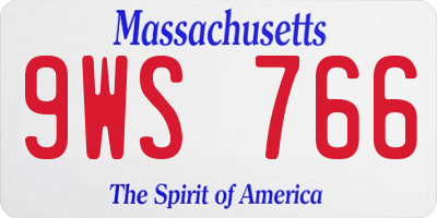 MA license plate 9WS766