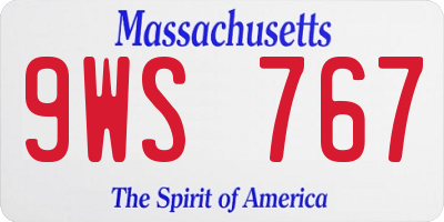 MA license plate 9WS767