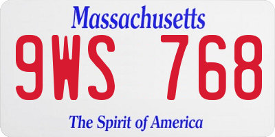 MA license plate 9WS768