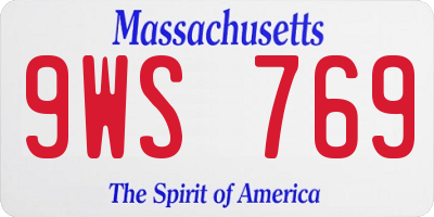 MA license plate 9WS769