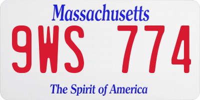 MA license plate 9WS774