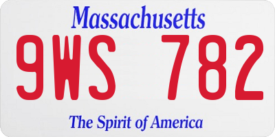MA license plate 9WS782