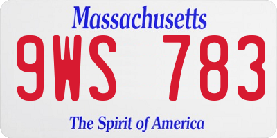 MA license plate 9WS783