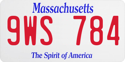MA license plate 9WS784