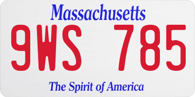 MA license plate 9WS785