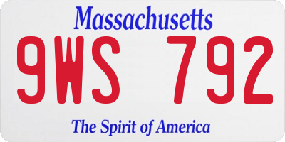 MA license plate 9WS792