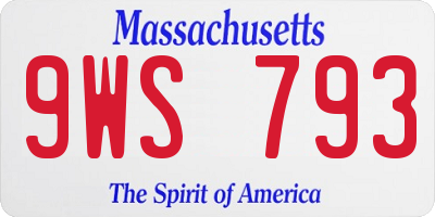MA license plate 9WS793