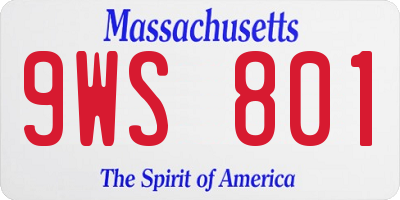 MA license plate 9WS801