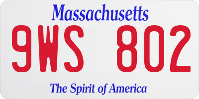 MA license plate 9WS802