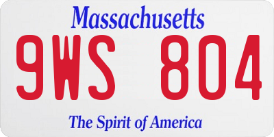 MA license plate 9WS804