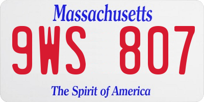 MA license plate 9WS807