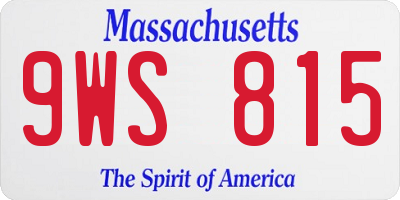 MA license plate 9WS815