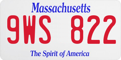 MA license plate 9WS822