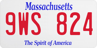 MA license plate 9WS824