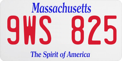 MA license plate 9WS825