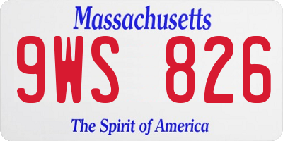 MA license plate 9WS826