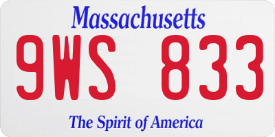 MA license plate 9WS833
