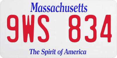 MA license plate 9WS834