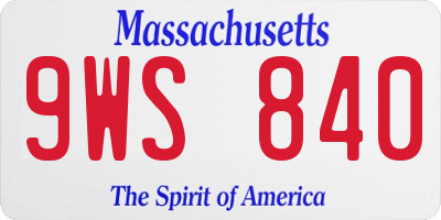 MA license plate 9WS840