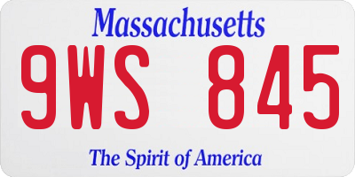 MA license plate 9WS845