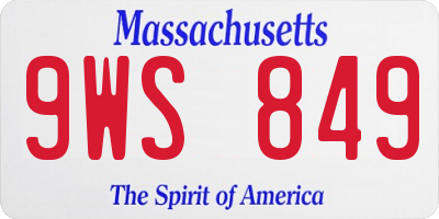 MA license plate 9WS849