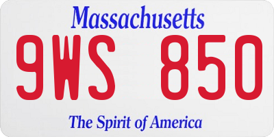 MA license plate 9WS850