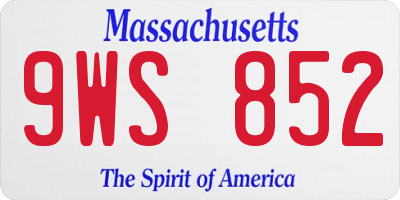 MA license plate 9WS852