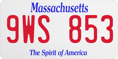MA license plate 9WS853