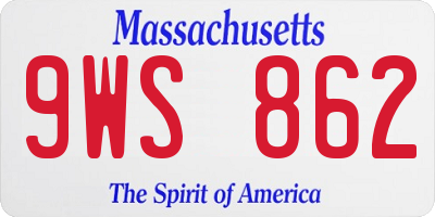 MA license plate 9WS862