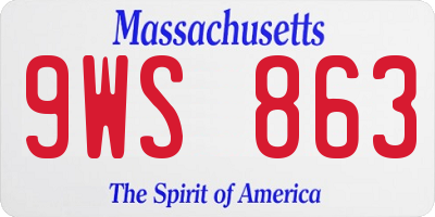 MA license plate 9WS863