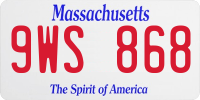 MA license plate 9WS868