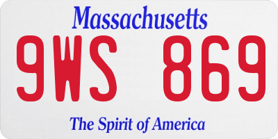 MA license plate 9WS869