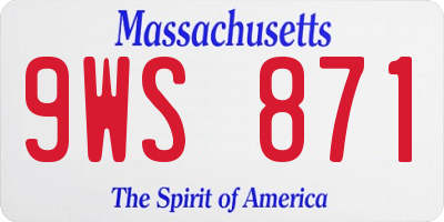 MA license plate 9WS871