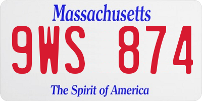 MA license plate 9WS874