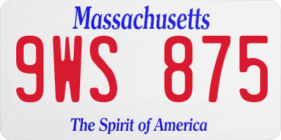 MA license plate 9WS875
