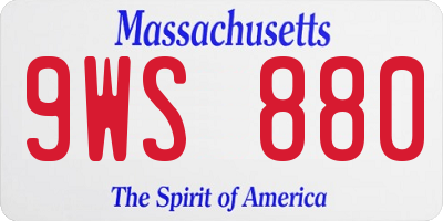MA license plate 9WS880