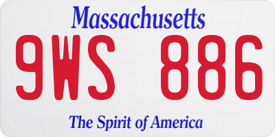 MA license plate 9WS886