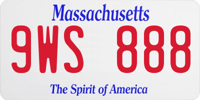 MA license plate 9WS888