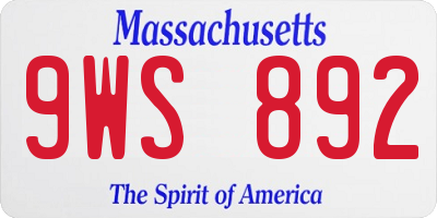 MA license plate 9WS892