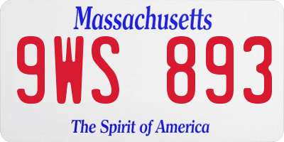 MA license plate 9WS893