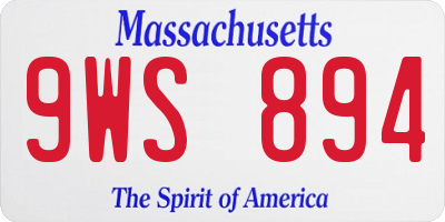MA license plate 9WS894