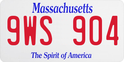 MA license plate 9WS904
