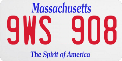 MA license plate 9WS908