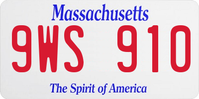 MA license plate 9WS910