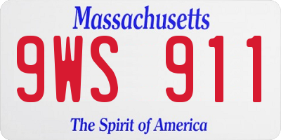 MA license plate 9WS911