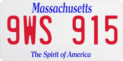 MA license plate 9WS915