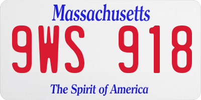 MA license plate 9WS918