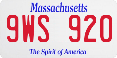 MA license plate 9WS920