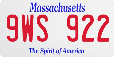 MA license plate 9WS922